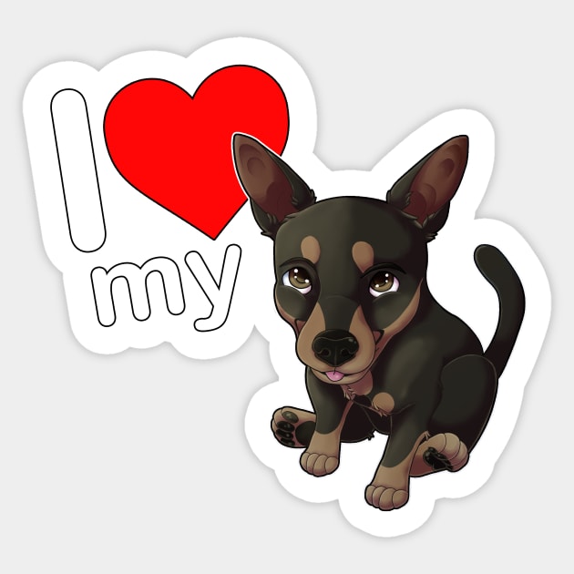 I love my chihuahua - black&tan Sticker by SeidenKaczka